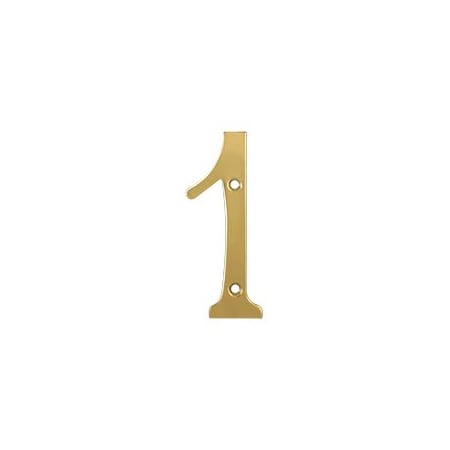 Deltana 4" Solid Brass Traditional House Number - #1 Lifetime Polished Brass