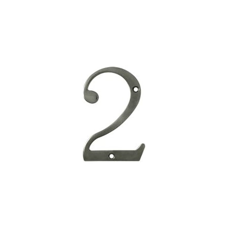 Deltana 4" Solid Brass Traditional House Number - #2 Antique Nickel