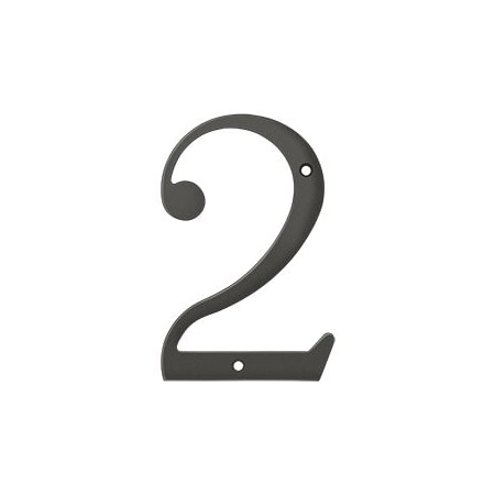 Deltana 6" Solid Brass Traditional House Number - #2 Oil Rubbed Bronze