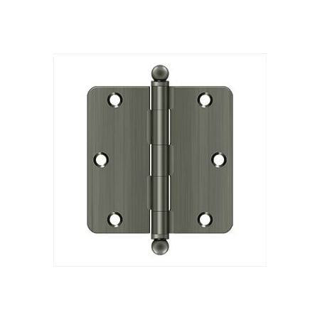 Deltana 3.5" x 3.5" Plain Bearing 1/4" Radius Corners Mortise Hinge - Pair Antique Nickel