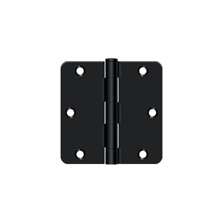 Deltana 3-1/2" x 3-1/2" Plain Bearing 1/4" Radius Corner Full Mortise Hinge - Pair Black