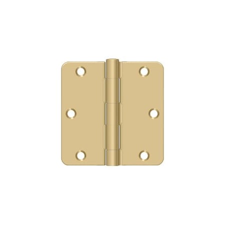 Deltana 3-1/2" x 3-1/2" Plain Bearing 1/4" Radius Corner Full Mortise Hinge - Pair Satin Brass