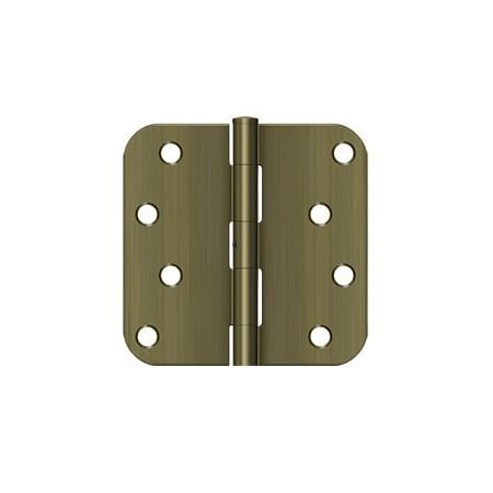 Deltana 3-1/2" x 3-1/2" Plain Bearing 1/4" Radius Corner Full Mortise Hinge - Pair Antique Brass