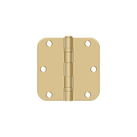 Deltana Commercial 3-1/2" x 3-1/2" Ball Bearing 5/8" Radius Corners Mortise Hinge - Pair Brushed Brass