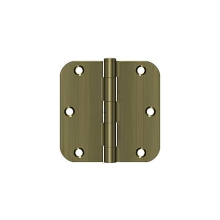 Deltana 3-1/2" x 3-1/2" Plain Bearing 5/8" Radius Corner Full Mortise Hinge - Pair Antique Brass