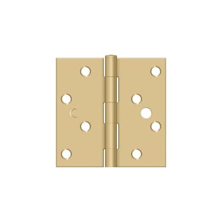 Deltana 4" x 4" Plain Bearing Square Corner Mortise Door Hinge - Pair Brushed Brass