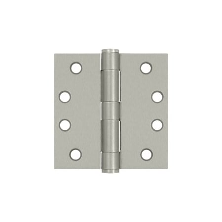 Deltana 4" x 4" Square Corner Plain Bearing Mortise Hinge - Pair Satin Nickel
