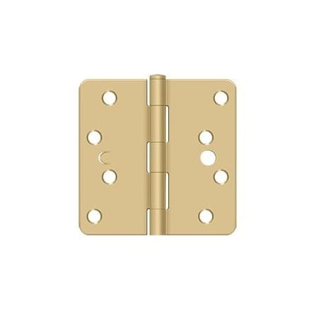 Deltana 4 x 4 Plain Bearing 1/4" Radius Corner Full Mortise Hinge - Pack of 50 Pairs Satin Brass