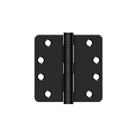Deltana 4" x 4" Plain Bearing 1/4" Radius Corners Mortise Hinge - Pair Flat Black