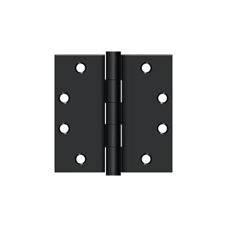Deltana 4-1/2" x 4-1/2" Square Corner Plain Bearing Mortise Hinge - Pair Black