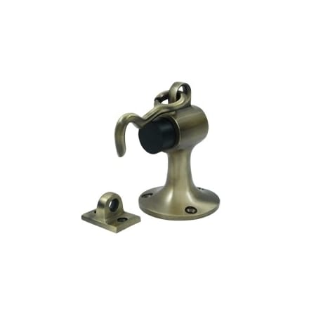 Deltana Solid Brass Floor Mount Bumper with Cabin Hook and Eye Holder Antique Brass