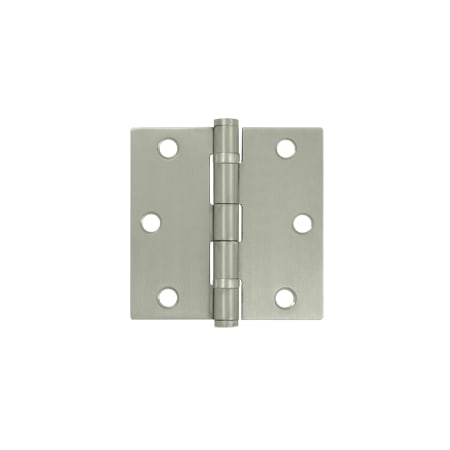 Deltana 3-1/2 x 3-1/2 Inch Stainless Steel Square Corner Ball Bearing Residential Mortise Hinge - Pair Satin Stainless Steel
