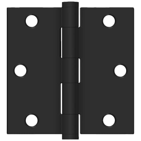 Deltana 3-1/2" x 3-1/2" Plain Bearing Square Corner Mortise Door Hinge - Pair Black