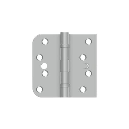 Deltana 4" x 4" Left Handed Plain Bearing 5/8" Radius Corner x Square Corner Mortise Door Hinge - Pair Brushed Stainless Steel