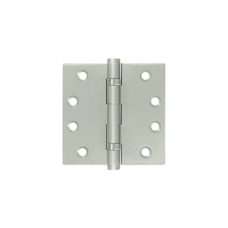 Deltana 4 x 4 Inch Stainless Steel Square Corner Ball Bearing Residential Mortise Hinge - Pair Satin Stainless Steel