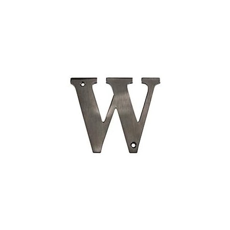 Deltana 4" Solid Brass Traditional Block House Letter - W Antique Nickel