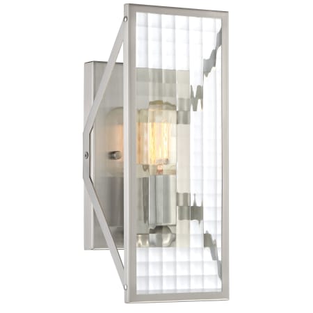 Designers Fountain Pivot 1 Light 12" Wide Wall Sconce with Clear Lattice Glass Satin Platinum