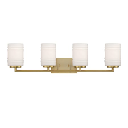 Designers Fountain Leavenworth 4 Light 33" Reversible Bathroom Vanity Light with Etched Opal Glass Shades Brushed Gold