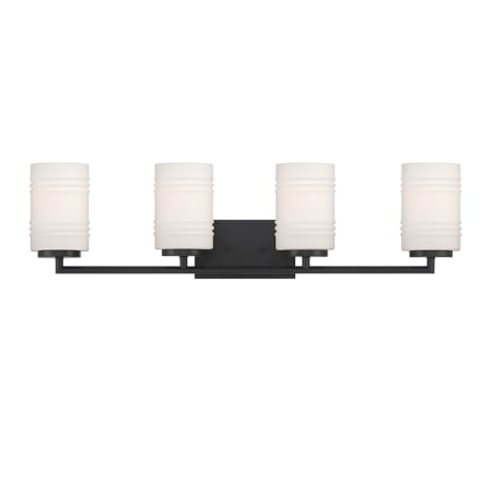 Designers Fountain Leavenworth 4 Light 33" Reversible Bathroom Vanity Light with Etched Opal Glass Shades Matte Black