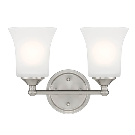 Designers Fountain Bronson 2 Light 13" Reversible Bathroom Vanity Light with Frosted Glass Shades Brushed Nickel