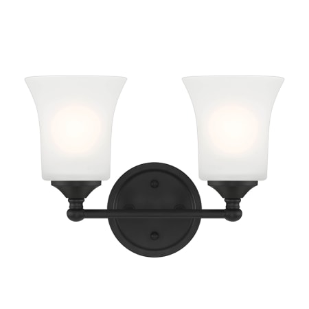 Designers Fountain Bronson 2 Light 13" Reversible Bathroom Vanity Light with Frosted Glass Shades Matte Black