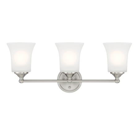 Designers Fountain Bronson 3 Light 23" Reversible Bathroom Vanity Light with Frosted Glass Shades Brushed Nickel