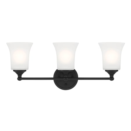Designers Fountain Bronson 3 Light 23" Reversible Bathroom Vanity Light with Frosted Glass Shades Matte Black