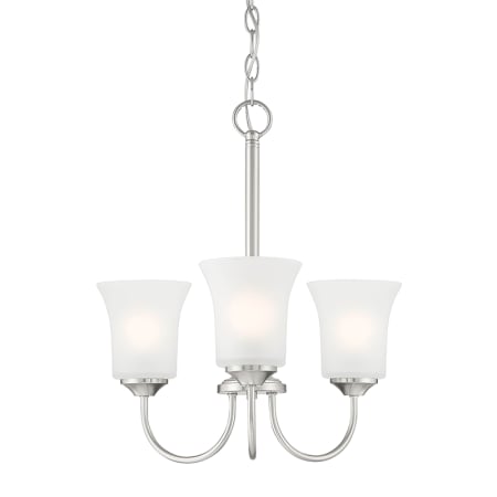Designers Fountain Bronson 3 Light 18" Wide Chandelier with Frosted Glass Shades Brushed Nickel