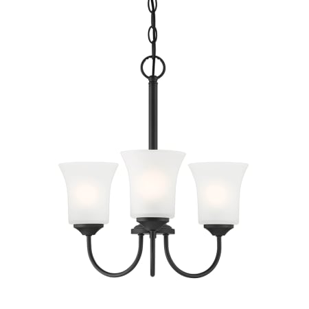 Designers Fountain Bronson 3 Light 18" Wide Chandelier with Frosted Glass Shades Matte Black