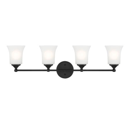 Designers Fountain Bronson 2 Light 32" Reversible Bathroom Vanity Light with Frosted Glass Shades Matte Black