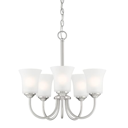 Designers Fountain Bronson 5 Light 20" Wide Chandelier with Frosted Glass Shades Brushed Nickel