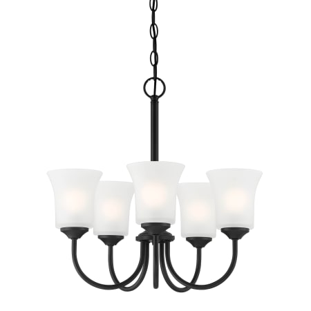 Designers Fountain Bronson 5 Light 20" Wide Chandelier with Frosted Glass Shades Matte Black