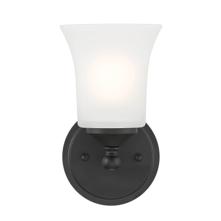 Designers Fountain Bronson Single Light 5" Reversible Bathroom Vanity Light with Frosted Glass Shades Matte Black