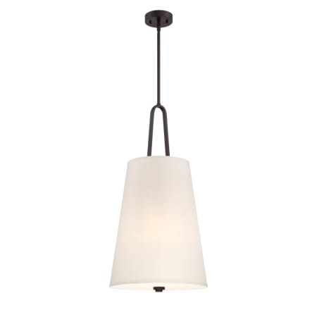 Designers Fountain Studio 15" Wide 3 Light Pendant with Off White Fabric Shade Satin Bronze