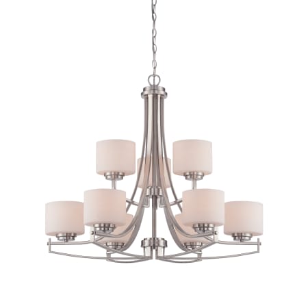 Designers Fountain Axel 9 Light 2 Tier Chandelier - 120" Chain Included 32" Wide Satin Platinum