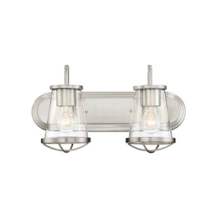 Designers Fountain Darby 2 Light 18" Wide Bathroom Vanity Light with Seedy Glass Shades Satin Platinum