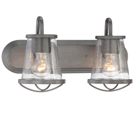 Designers Fountain Darby 2 Light 18" Wide Bathroom Vanity Light with Seedy Glass Shades Weathered Iron