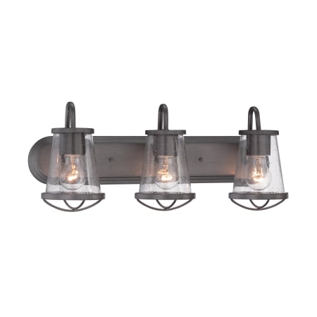 Designers Fountain Darby 3 Light 24" Wide Bathroom Vanity Light with Seedy Glass Shades Weathered Iron