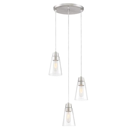 Designers Fountain Echo 3 Light Pendant with Clear Shade Satin Platinum