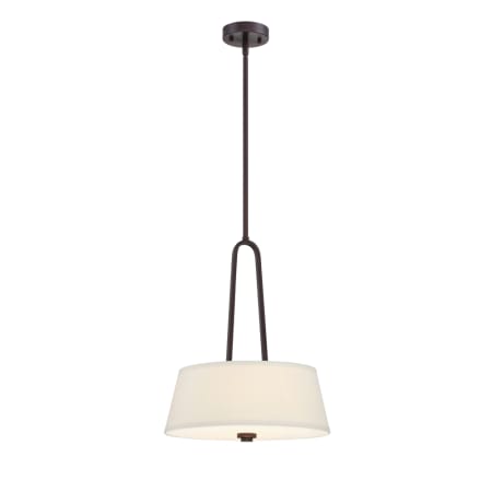 Designers Fountain Studio 15" Wide 2 Light Pendant with Off White Fabric Shade Satin Bronze