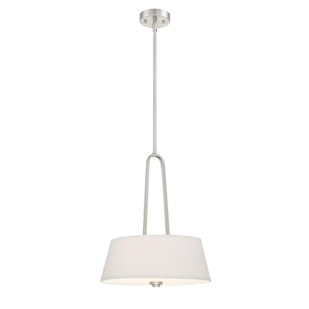 Designers Fountain Studio 15" Wide 2 Light Pendant with Off White Fabric Shade Satin Platinum