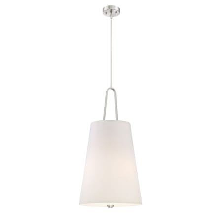 Designers Fountain Studio 15" Wide 3 Light Pendant with Off White Fabric Shade Satin Platinum