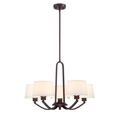 Designers Fountain Studio 26" Wide 5 Light Chandelier with Off White Fabric Shade Satin Bronze