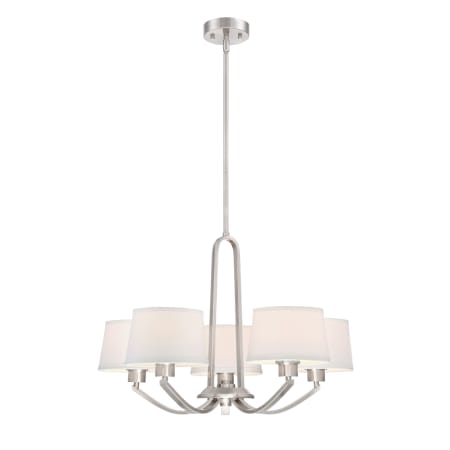 Designers Fountain Studio 26" Wide 5 Light Chandelier with Off White Fabric Shade Satin Platinum