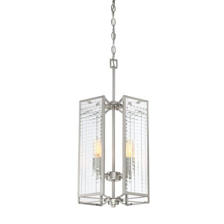Designers Fountain Pivot 12" Wide 4 Light Pendant with Clear Lattice Glass Satin Platinum