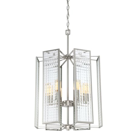 Designers Fountain Pivot 18" Wide 6 Light Pendant with Clear Lattice Glass Satin Platinum