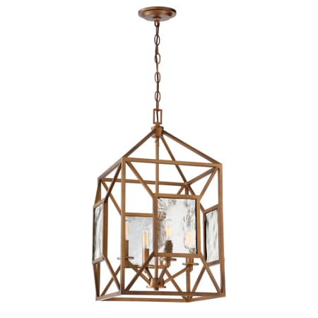 Designers Fountain Athina 4 Light 16" Wide Caged Pendant with Water Glass Shades Gilded Bronze