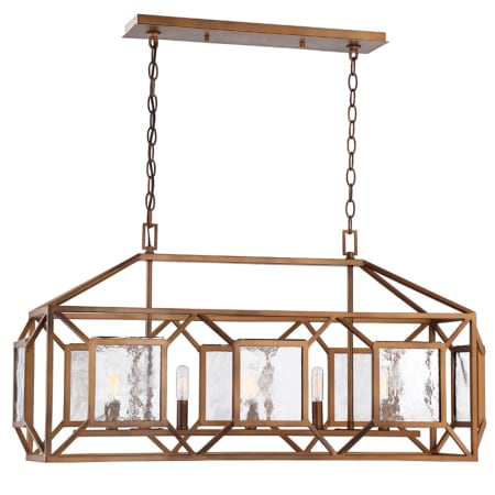 Designers Fountain Athina 5 Light 37" Wide Single Tier Linear Chandelier with Water Glass Shades Gilded Bronze