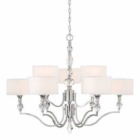 Designers Fountain Evi 9 Light 35" Wide 2 Tier Shaded Chandelier with Crystal Accents Chrome