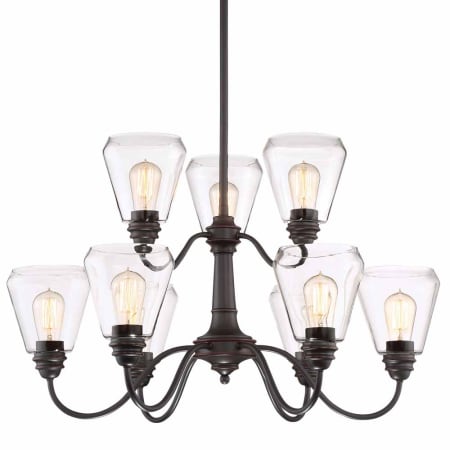 Designers Fountain Foundry 9 Light 31" Wide 2 Tier Shaded Chandelier Satin Bronze